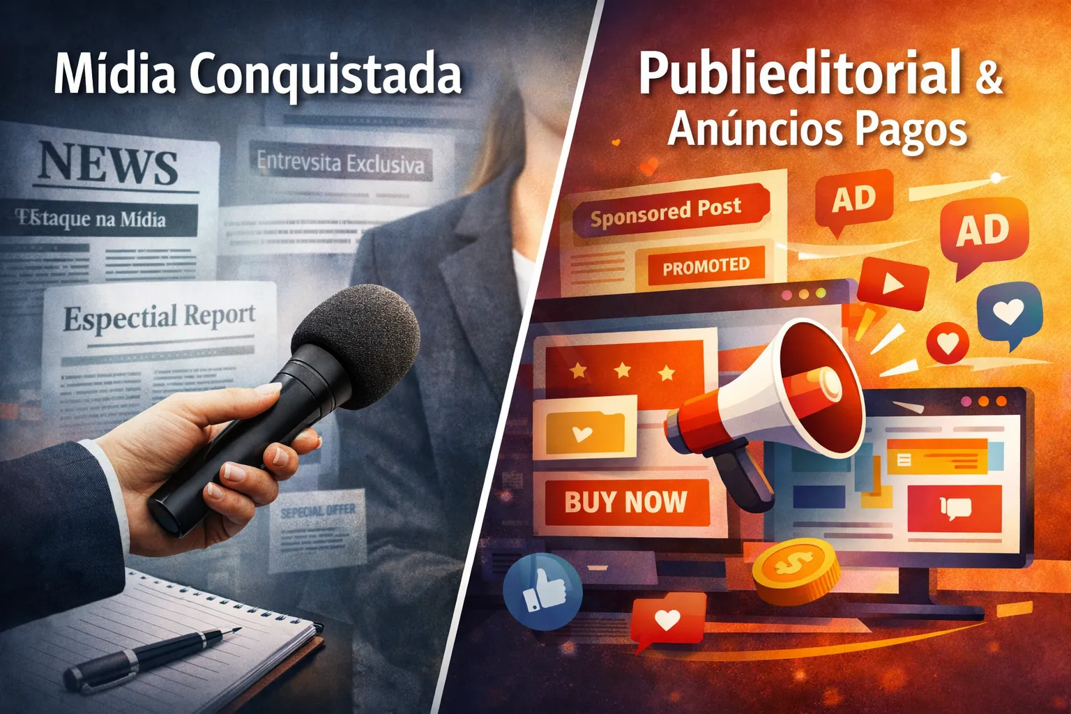 Mídia conquistada, publieditorial ou distribuição paga: qual estratégia realmente fortalece a autoridade da marca?